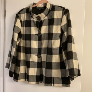 Plaid Black and Cream Women's Jacket